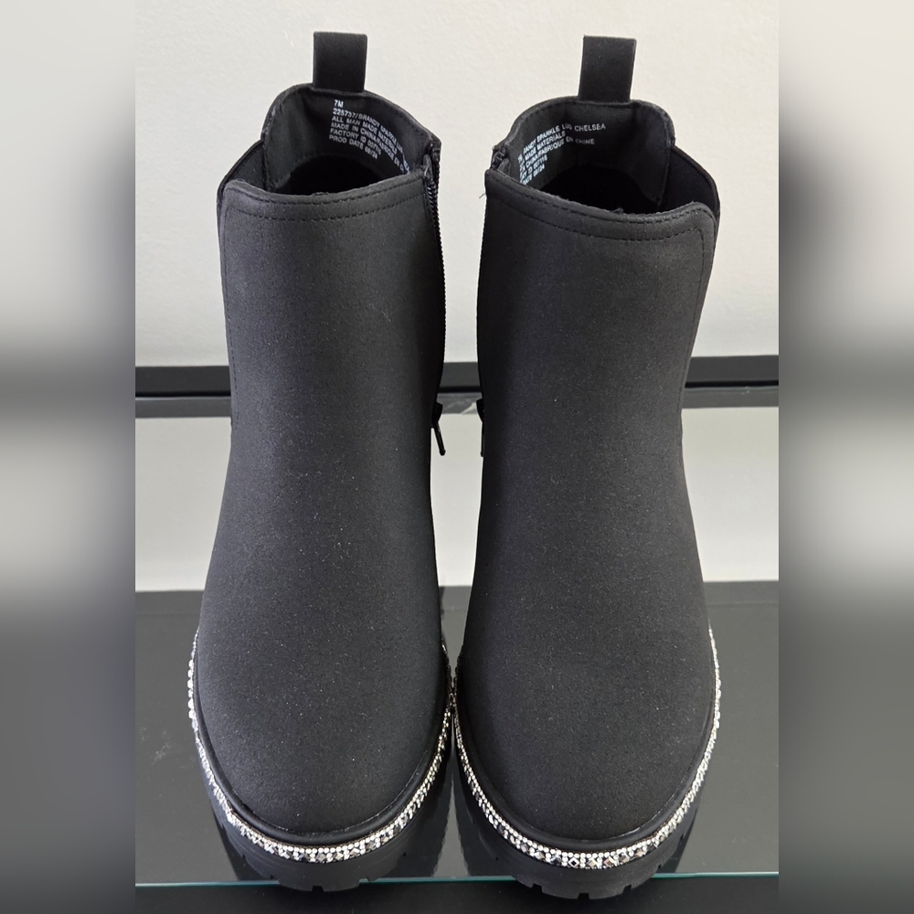 Brandy Melville Black Ankle Boots with Silver Accents